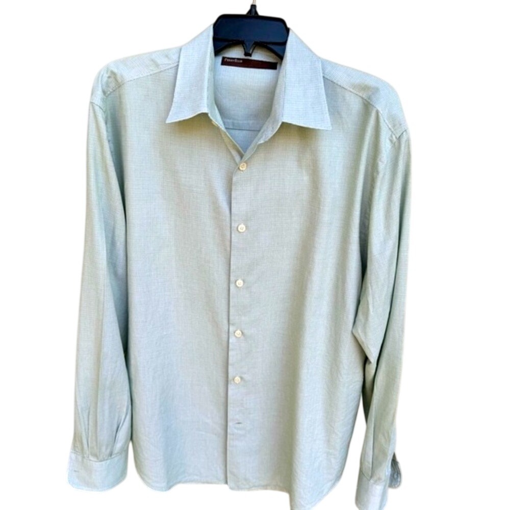 PERRY ELLIS. Pale Green, Long Sleeve, Button Down Shirt. Size XL. 100% C…
